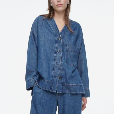Mira Camicia da Donna in Jeans con Scollo a V | Maniche Lunghe, Autunno/Inverno