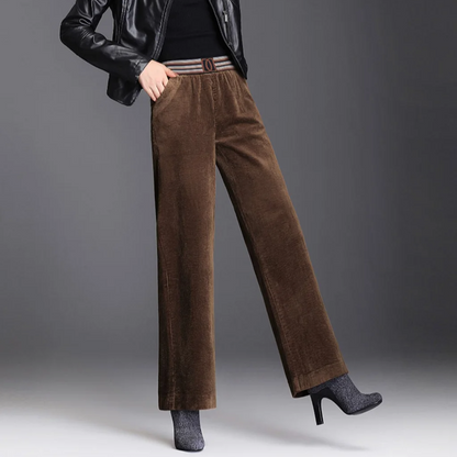 Stella Pantaloni da Donna in Velluto a Coste a Gamba Larga | A Vita Alta, Caldi, Vintage