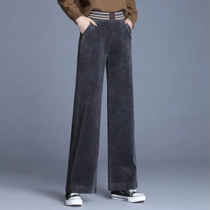 Stella Pantaloni da Donna in Velluto a Coste a Gamba Larga | A Vita Alta, Caldi, Vintage