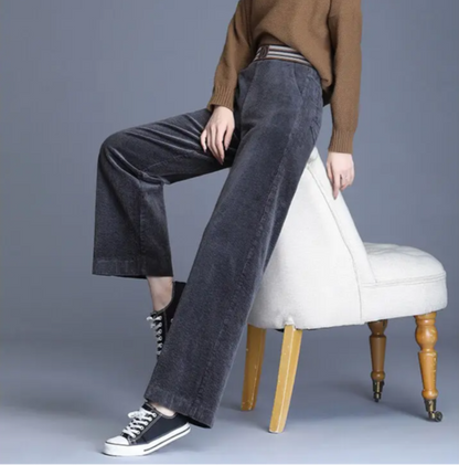 Stella Pantaloni da Donna in Velluto a Coste a Gamba Larga | A Vita Alta, Caldi, Vintage