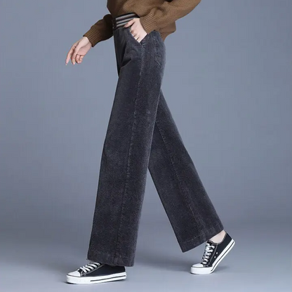 Stella Pantaloni da Donna in Velluto a Coste a Gamba Larga | A Vita Alta, Caldi, Vintage