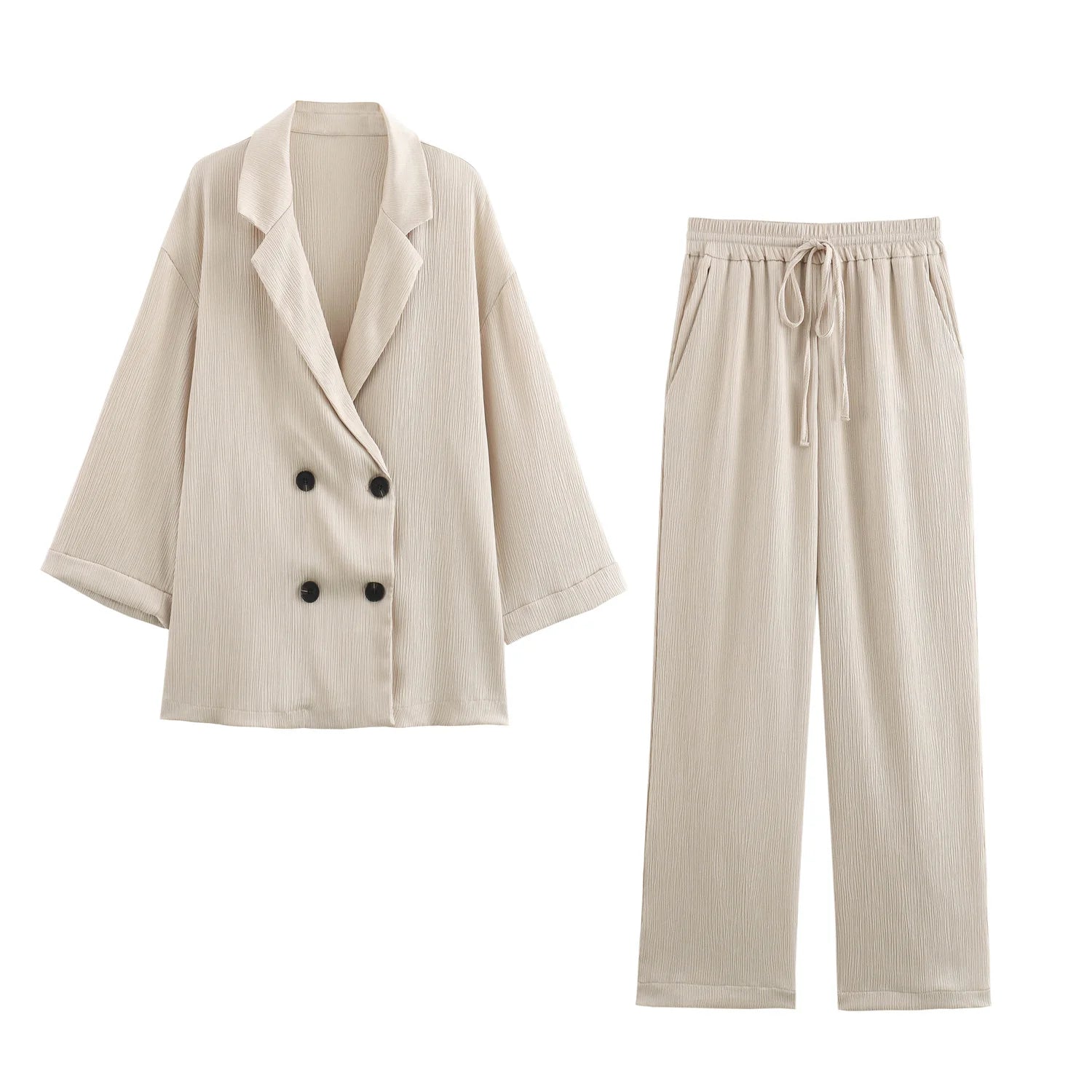 Dalia Completo Donna Elegante con Blazer e Pantaloni a Gamba Larga | Maniche Lunghe, Doppiopetto 6
