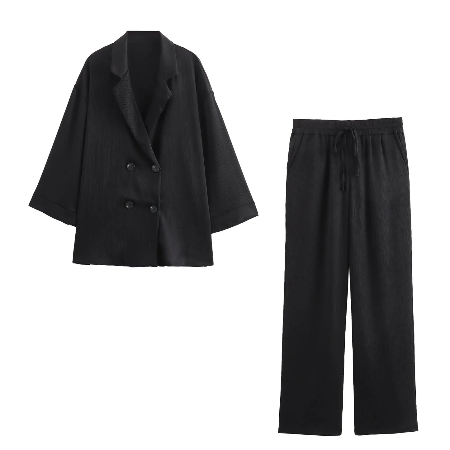 Dalia Completo Donna Elegante con Blazer e Pantaloni a Gamba Larga | Maniche Lunghe, Doppiopetto 7