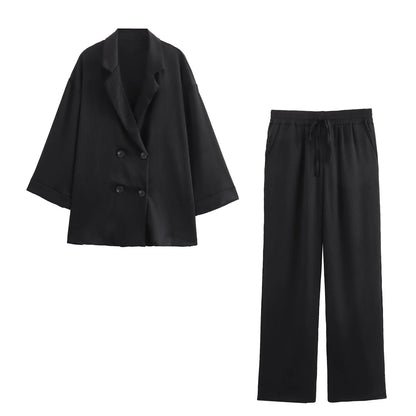 Dalia Completo Donna Elegante con Blazer e Pantaloni a Gamba Larga | Maniche Lunghe, Doppiopetto 7