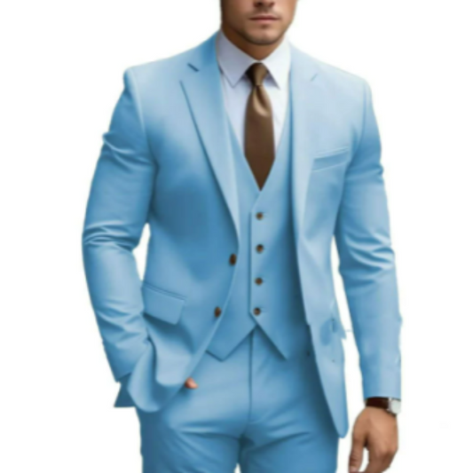 Dario Uomo Abito da Cerimonia | Elegante Tre Pezzi, Slim Fit, Blu Navy e Grigio Scuro 1