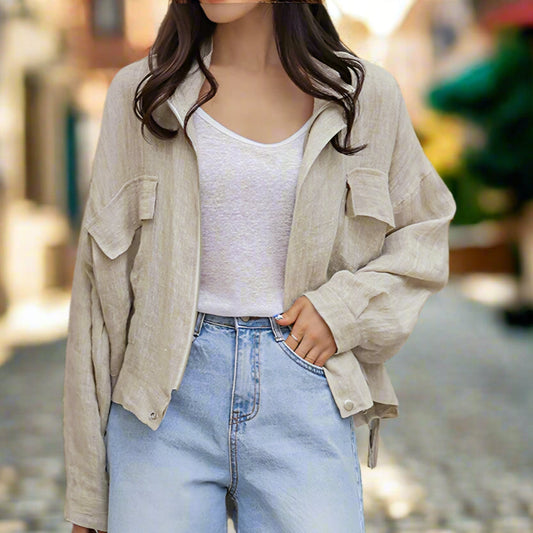 Flera Giacca Donna Leggera in Cotone Stile Coreano | Maniche Lunghe, Versatile 0