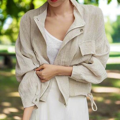 Flera Giacca Donna Leggera in Cotone Stile Coreano | Maniche Lunghe, Versatile 8