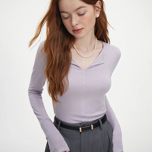 Flera Maglione da Donna a Maniche Lunghe in Cotone Slim Fit | Grigio, Elegante 1