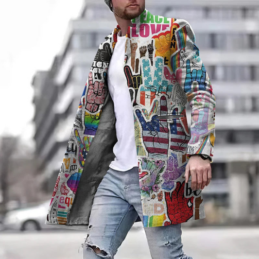 Franco Uomo Cappotto | Design Grafico, Lunghezza Lunga, Tessuto Leggero 0