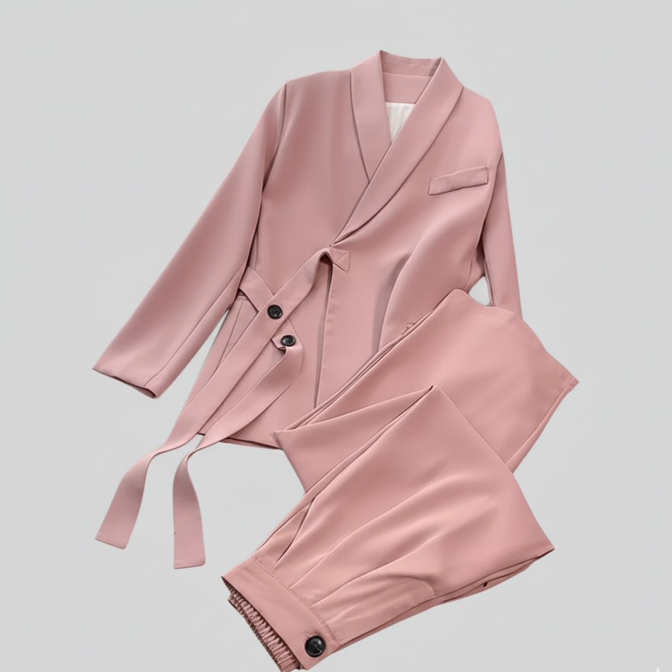 Amara Completo Coreano da Donna | con Blazer Cinturato e Pantaloni Ampi