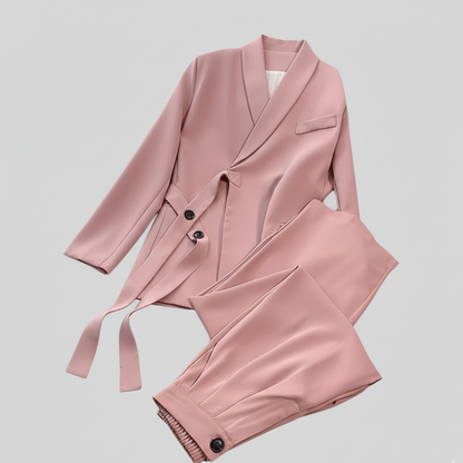 Amara Completo Coreano da Donna | con Blazer Cinturato e Pantaloni Ampi