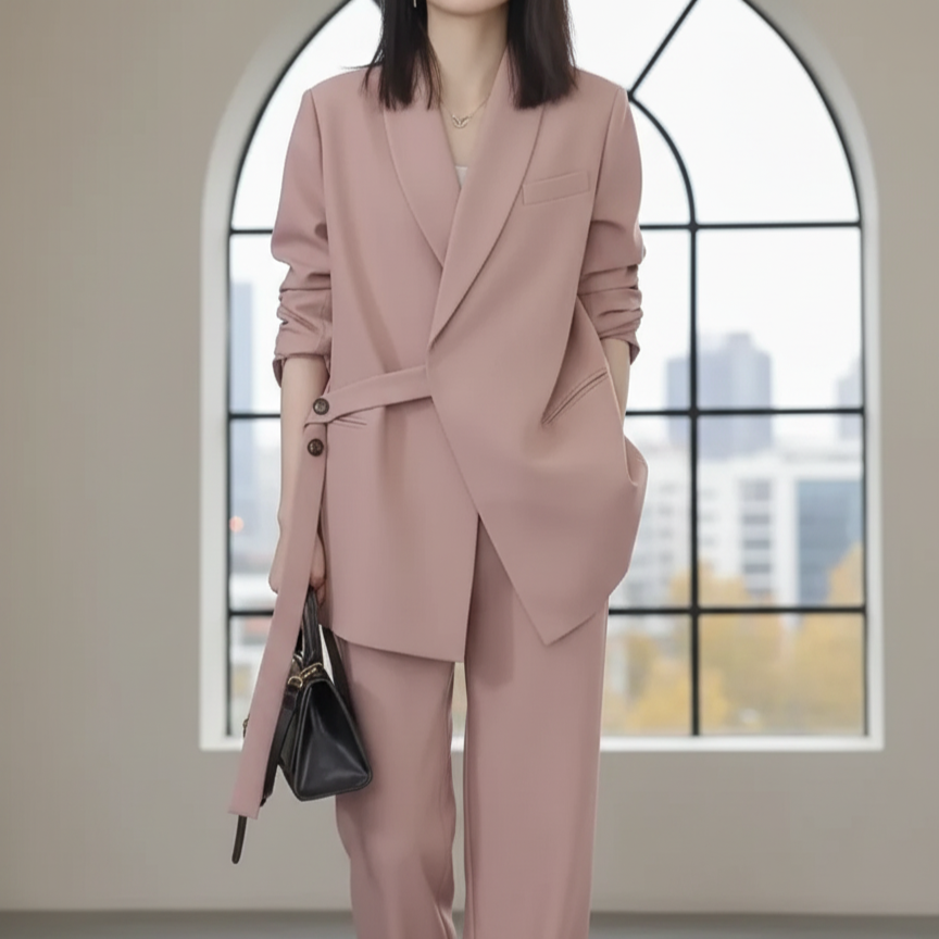Amara Completo Coreano da Donna | con Blazer Cinturato e Pantaloni Ampi