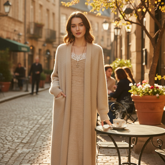 Cassandra Cardigan Lungo da Donna in Cashmere | Morbido e Caldo per l’Inverno