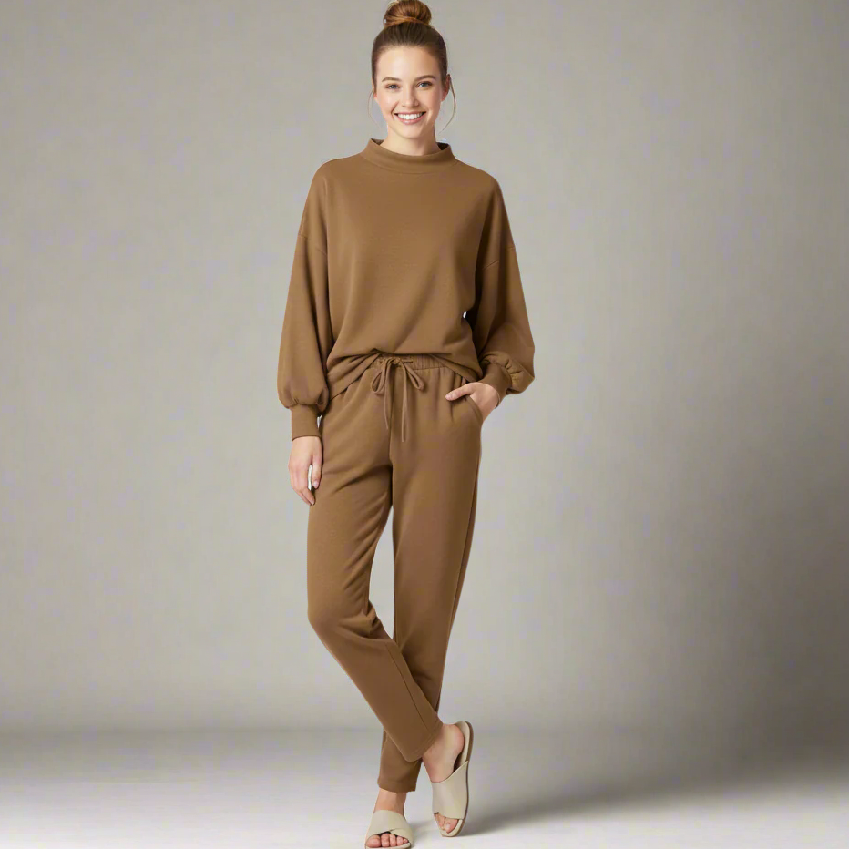 Vyra Set Donna Maglione a Collo Alto e Pantaloni | Tinta Unita, Autunno/Inverno