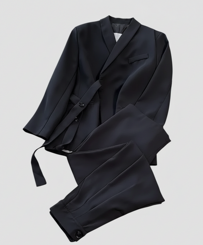 Amara Completo Coreano da Donna | con Blazer Cinturato e Pantaloni Ampi