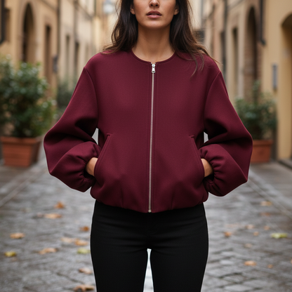 Lisana Giacca Bomber da Donna Invernale | Con Cerniera, Stile Retrò