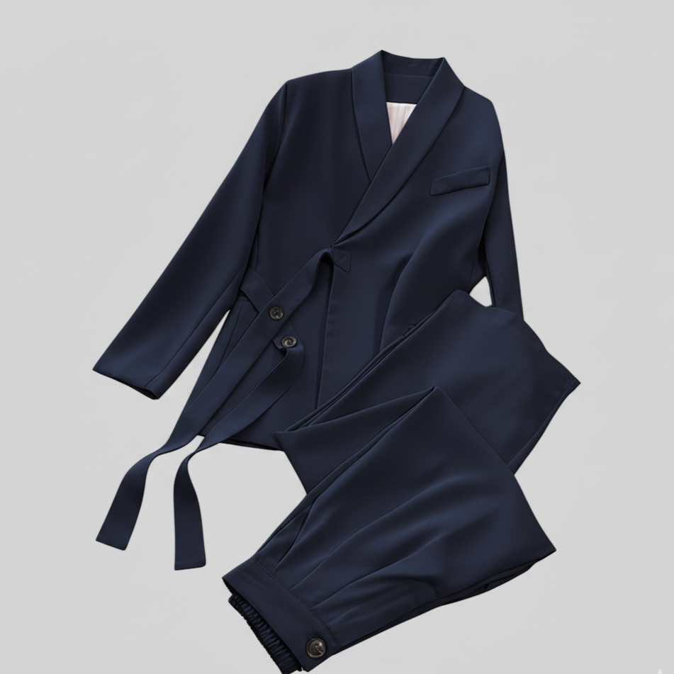 Amara Completo Coreano da Donna | con Blazer Cinturato e Pantaloni Ampi