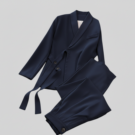 Amara Completo Coreano da Donna | con Blazer Cinturato e Pantaloni Ampi