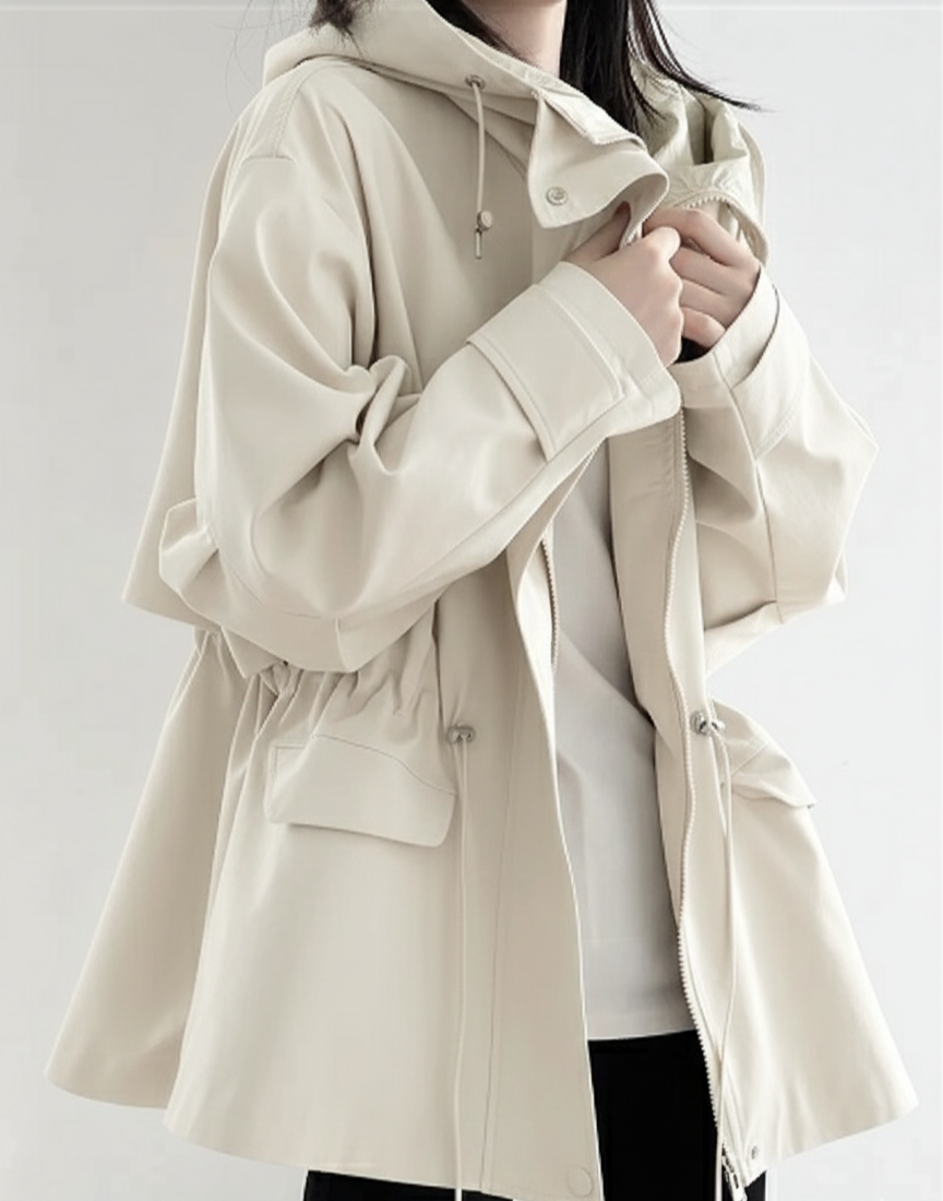 Luma Trench Corto da Donna con Cappuccio | in Cotone, Spalle Larghe