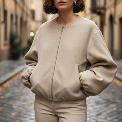Lisana Giacca Bomber da Donna Invernale | Con Cerniera, Stile Retrò