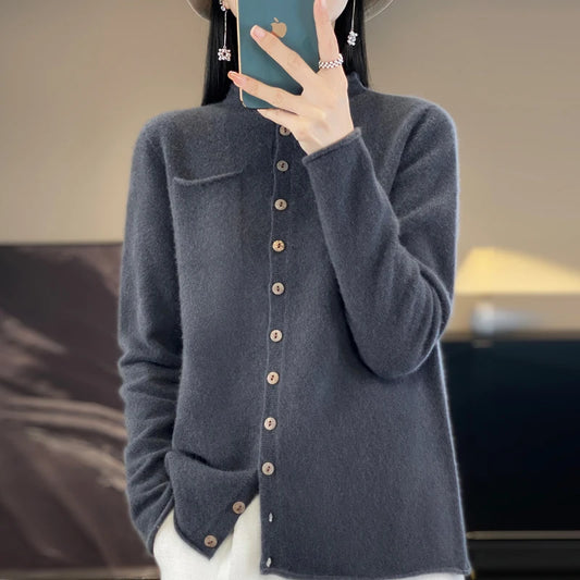 Lima Maglione da Donna in Merino Collo a V Morbido | Traspirante, Leggero 1