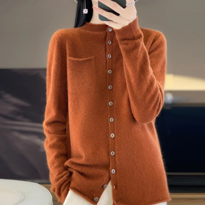 Lima Maglione da Donna in Merino Collo a V Morbido | Traspirante, Leggero 2