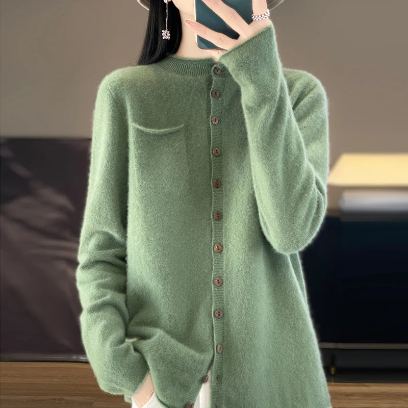 Lima Maglione da Donna in Merino Collo a V Morbido | Traspirante, Leggero 5