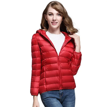 Lino Giacca Invernale da Donna Leggera con Cappuccio | Disponibile in Rosso, Blu, Khaki, Verde 2