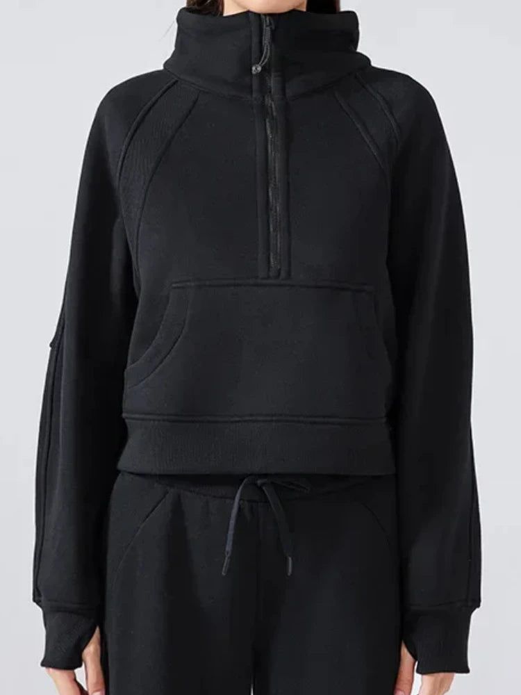 Lino Pullover da Donna Mezza Cerniera con Fleece | Caldo, Elegante 2