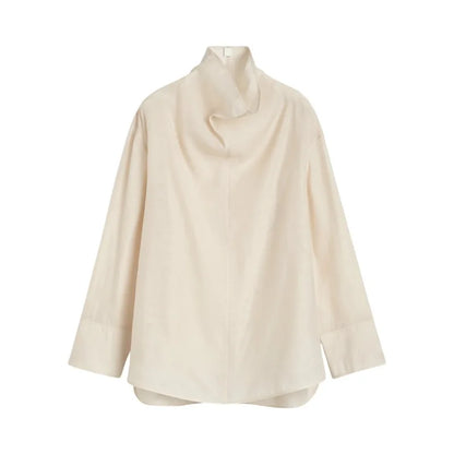 Lira Camicia da Donna con Collo Funnel in Organza | Maniche Lunghe, Leggera 6
