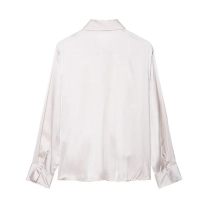 Lira Camicia da Donna in Raso con Nodo Traspirante | Maniche Lunghe, Elegante 4