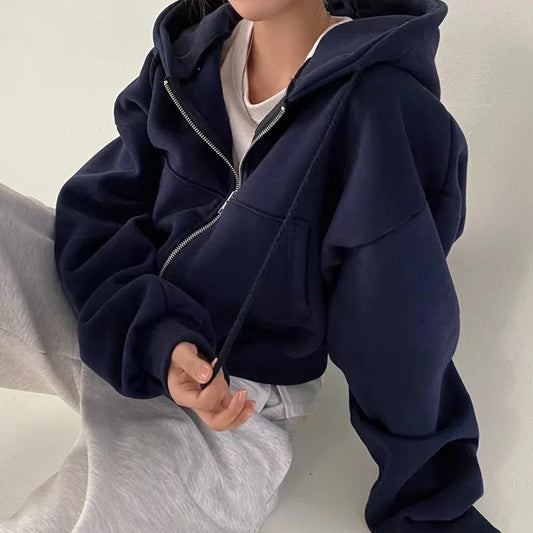 Lira Felpa Cropped da Donna con Cappuccio e Zip Impermeabile | Calda, Versatile 2