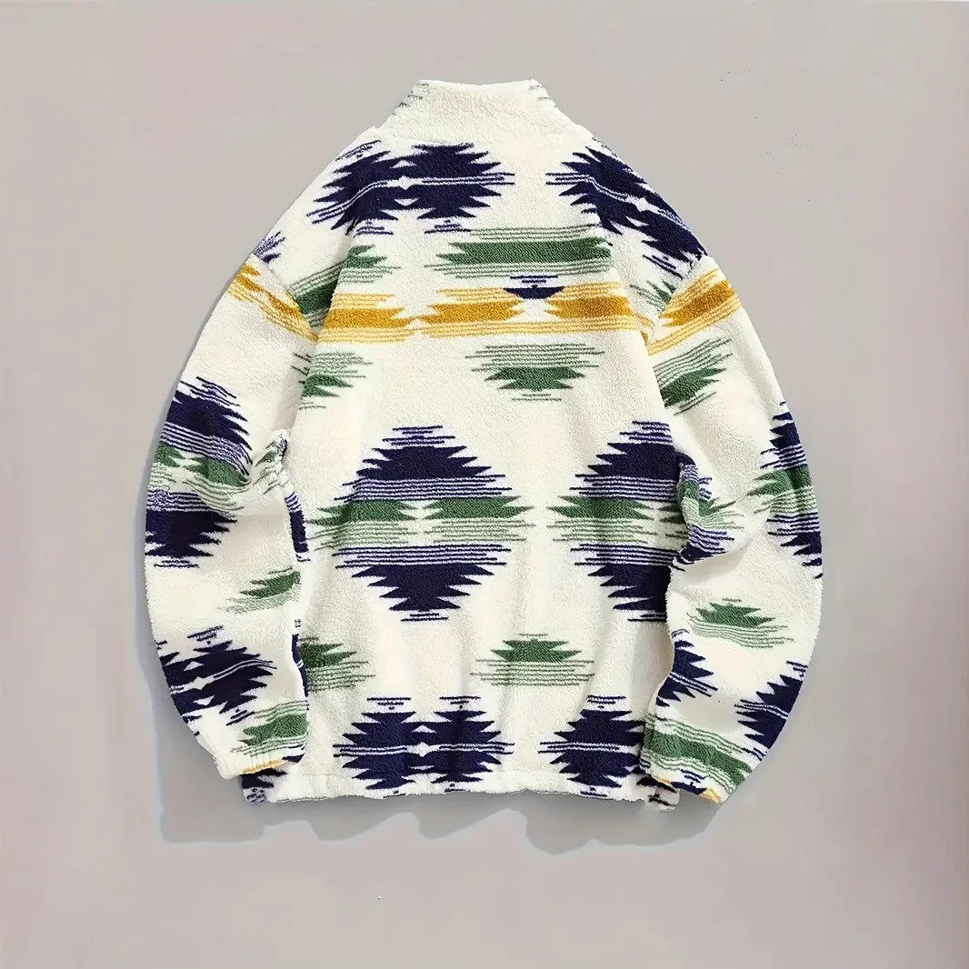 Lira Giacca da Donna Bohemien con Zip in Pile | Stampa, Cappuccio 1