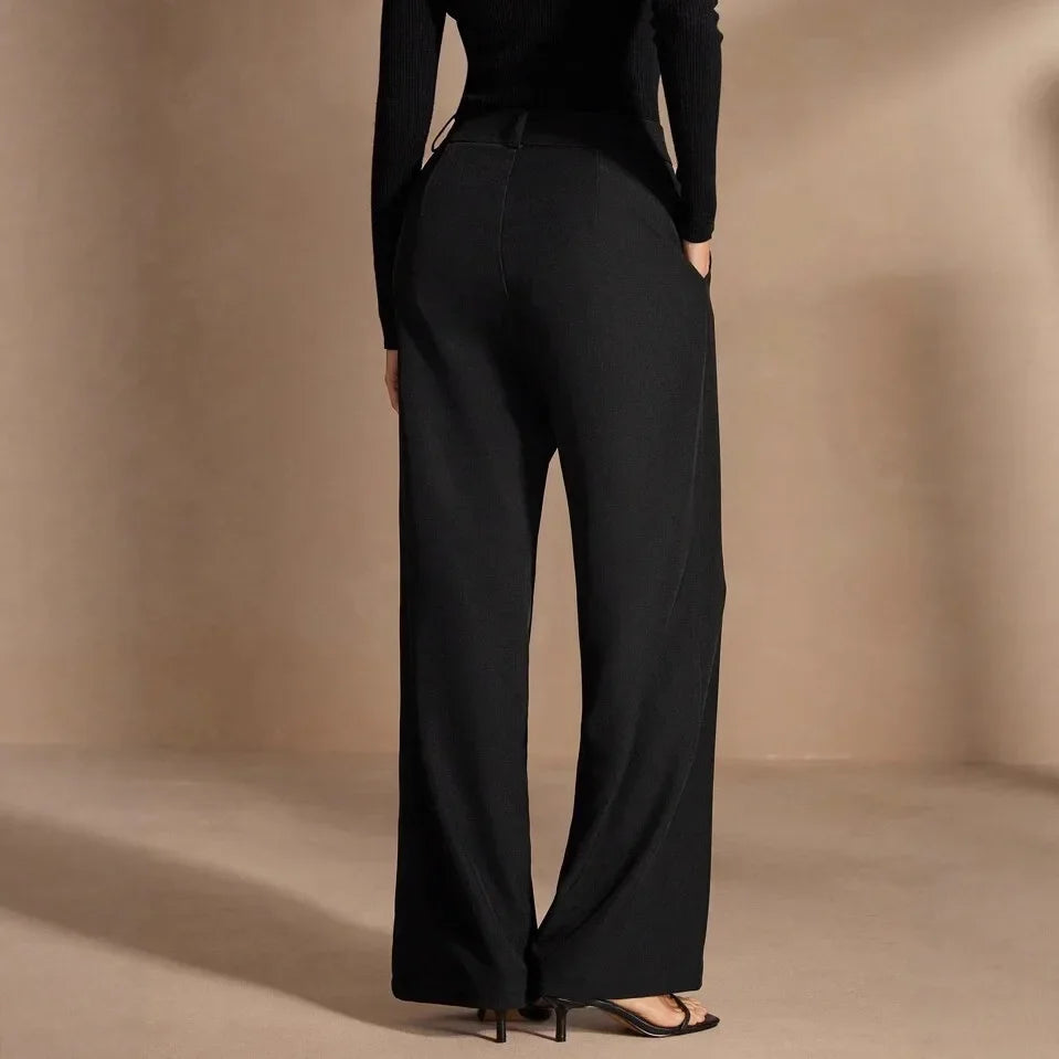 Lira Pantaloni da Suit Gamba Larga Alta Vita per Donna | Design Asimmetrico, Comodi, Versatili 1