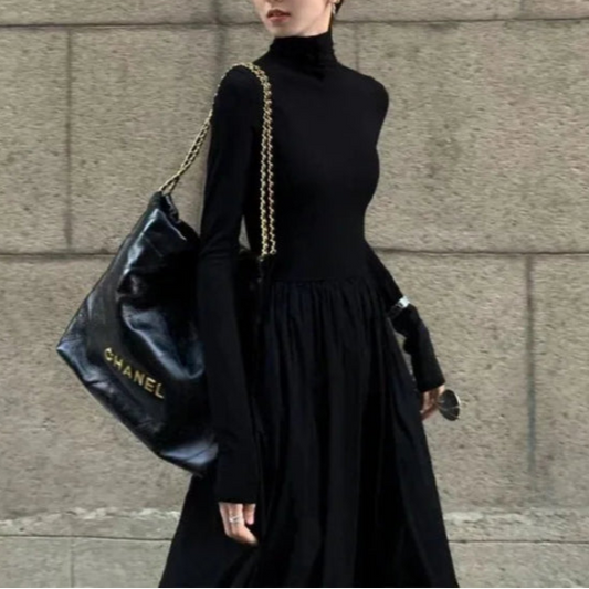 Livia Abito da Donna Hepburn Grigio con Collo Alto | Elegante, invernale 1