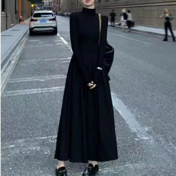 Livia Abito da Donna Hepburn Grigio con Collo Alto | Elegante, invernale 2
