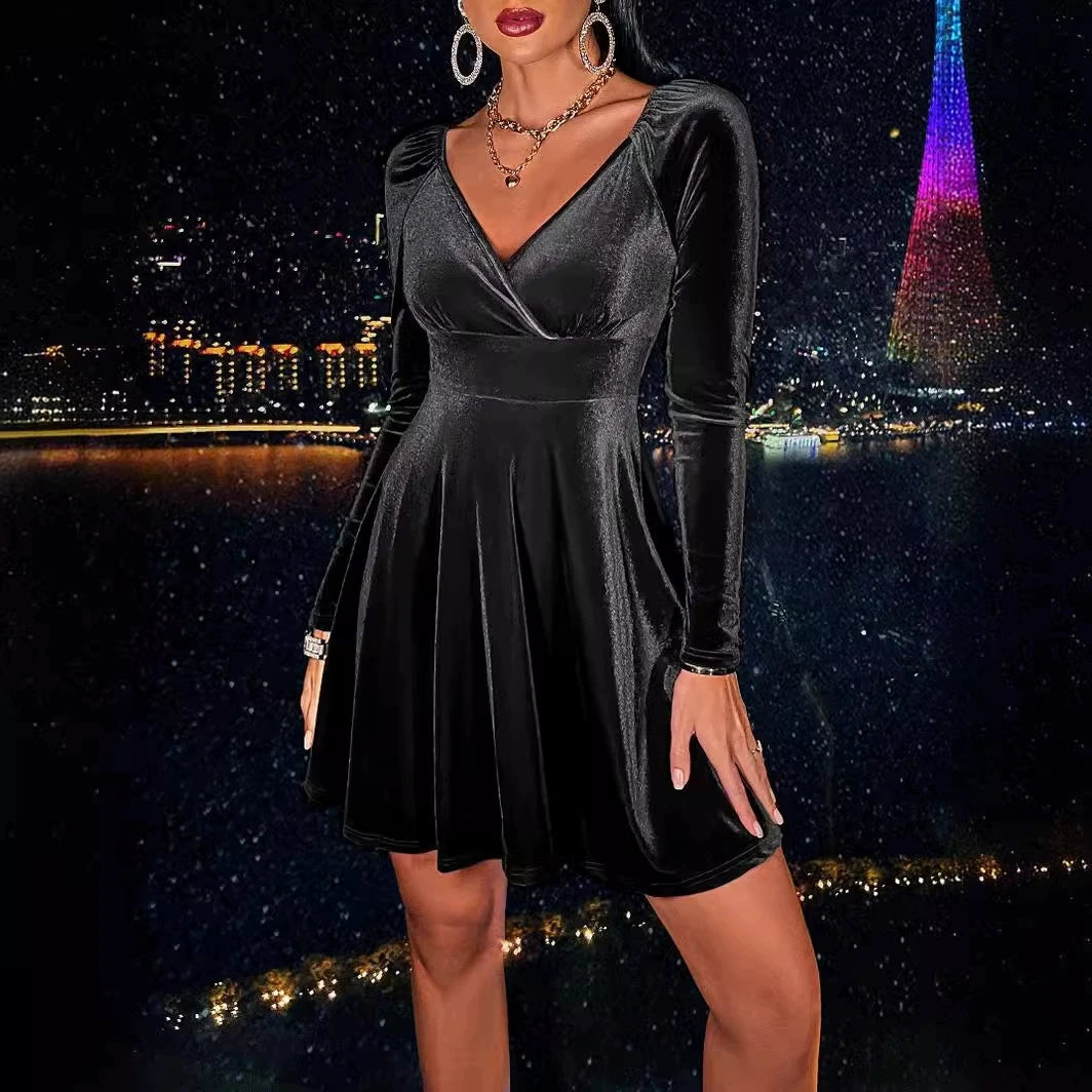 Livia Abito da Donna in Velluto Maniche Lunghe | Elegante, Autunnale 5