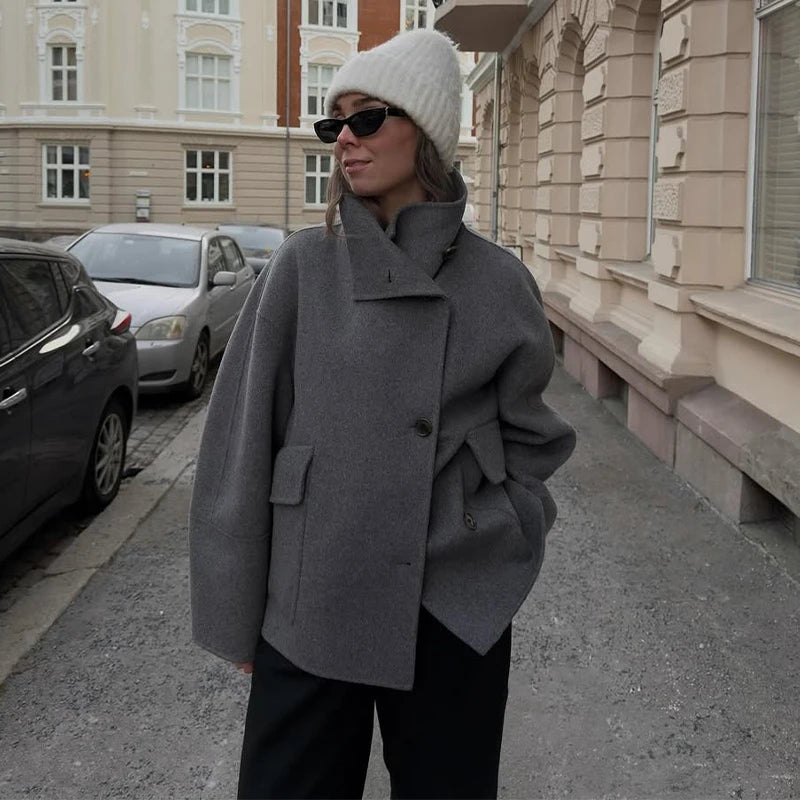 Livia Cappotto da Donna in Lana Elegante con Collo a Revers | Maniche Lunghe, Taglio Ampio 8
