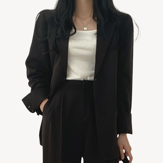 Lora Tailleur Donna Elegante | Blazer e Pantaloni a Gamba Larga in Poliestere 0