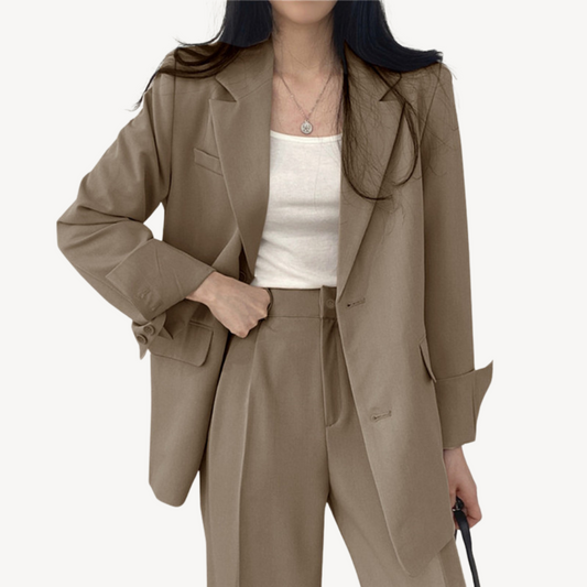 Lora Tailleur Donna Elegante | Blazer e Pantaloni a Gamba Larga in Poliestere 1