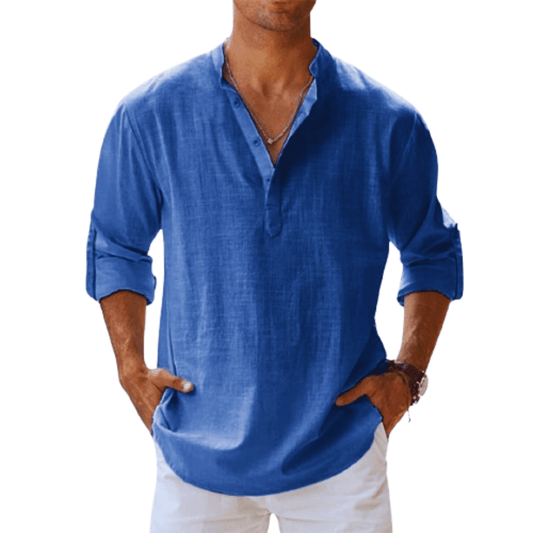 Lorenzo Uomo Camicia Henley | Mix di Lino, Maniche Lunghe 0