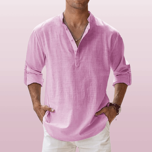 Lorenzo Uomo Camicia Henley | Mix di Lino, Maniche Lunghe 10