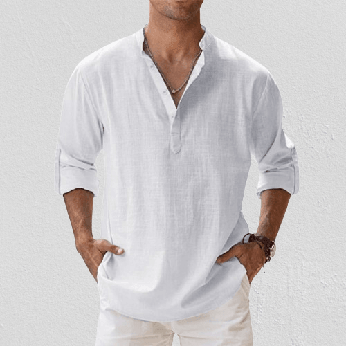 Lorenzo Uomo Camicia Henley | Mix di Lino, Maniche Lunghe 2