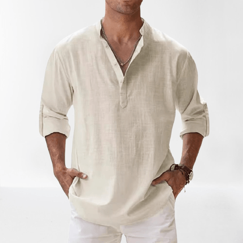 Lorenzo Uomo Camicia Henley | Mix di Lino, Maniche Lunghe 4