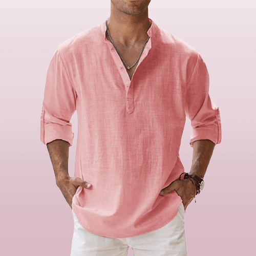Lorenzo Uomo Camicia Henley | Mix di Lino, Maniche Lunghe 6