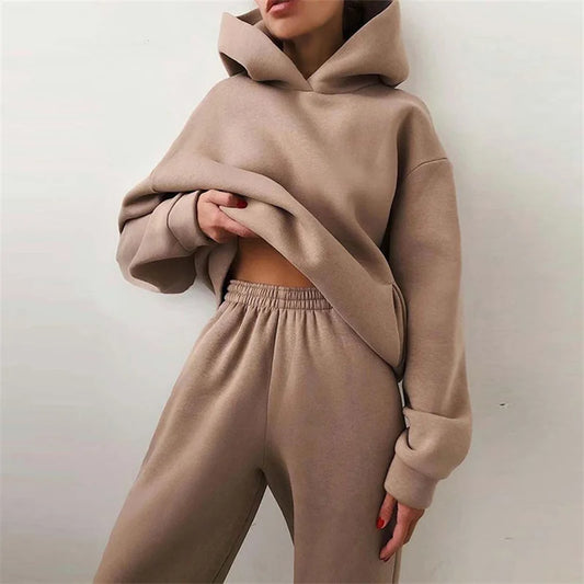 Lumo Completo da Donna Sportivo in Cotone con Felpa Oversize | Comodo, Pantaloni Lunghi 0