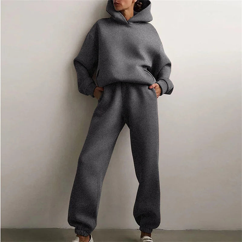Lumo Completo da Donna Sportivo in Cotone con Felpa Oversize | Comodo, Pantaloni Lunghi 1