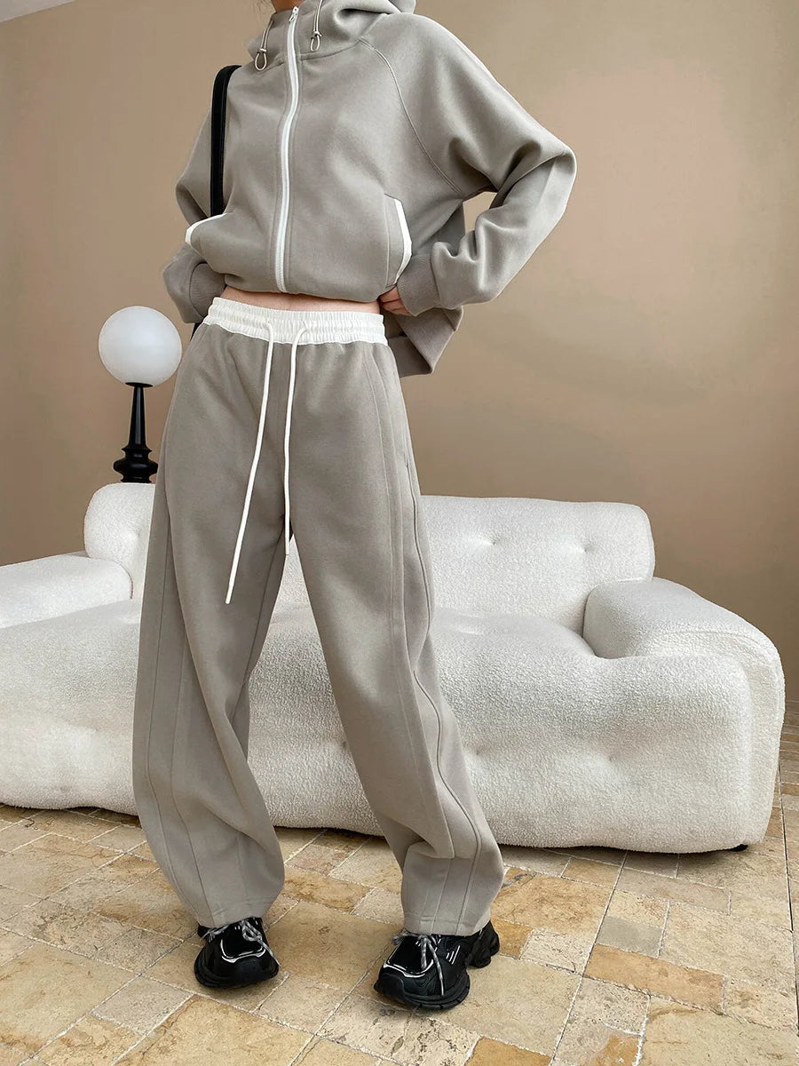 Luno Completo da Donna con Felpa e Pantaloni Larghi | Colore Unito, Cappuccio 4