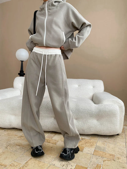 Luno Completo da Donna con Felpa e Pantaloni Larghi | Colore Unito, Cappuccio 4