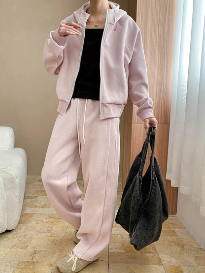 Luno Completo da Donna con Felpa e Pantaloni Larghi | Colore Unito, Cappuccio 5